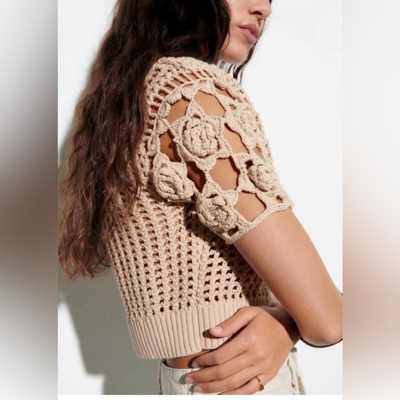 Zara crochet cream cardigan size L - Picture 2 of 7